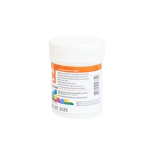 Аскорбиновая кислота, Витамин С, драже (Acid ascorbic, Vitamina C, Depofarm) №160